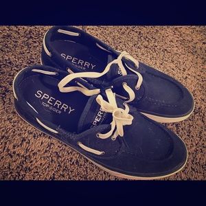 Navy blue sperry boat shoes